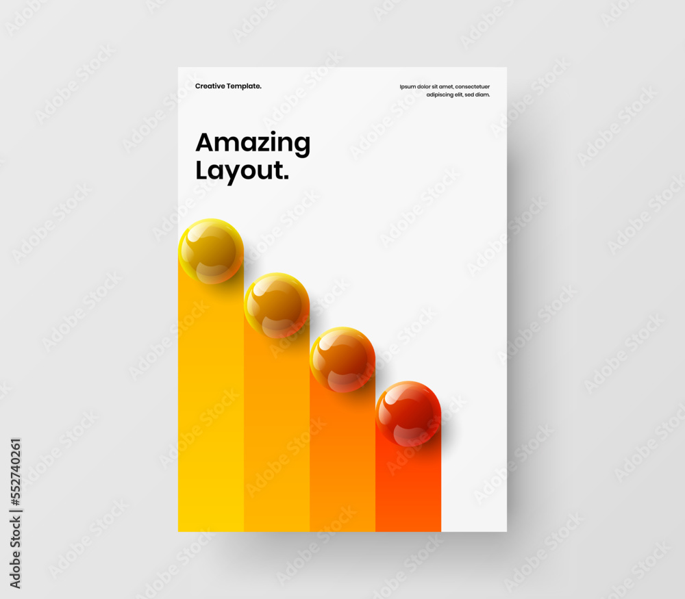 Aufkleber simple realistic balls postcard layout. abstract presentation a4 design vector template.