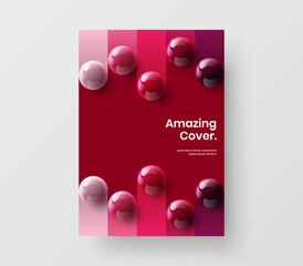 Creative realistic spheres company brochure template. Fresh leaflet A4 design vector layout.