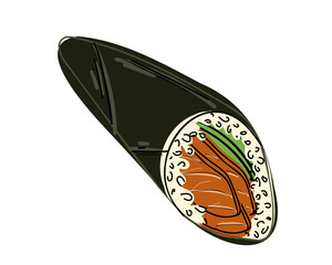 
Temaki. Japanese cuisine, flat vector illustration