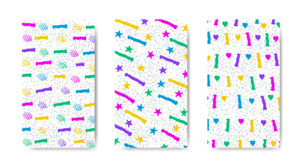 Abstract colorful seamless pattern with paint marks, traces, smudges, scribble on white background
