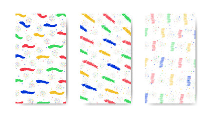 Abstract colorful seamless pattern with paint marks, traces, smudges, scribble on white background