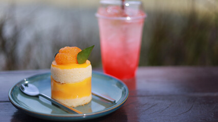 Homemade Orange cake with orang topping