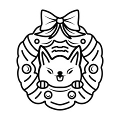 Dog Bell Merry Christmas Design Vector illustration Happy New Year symbol emblem