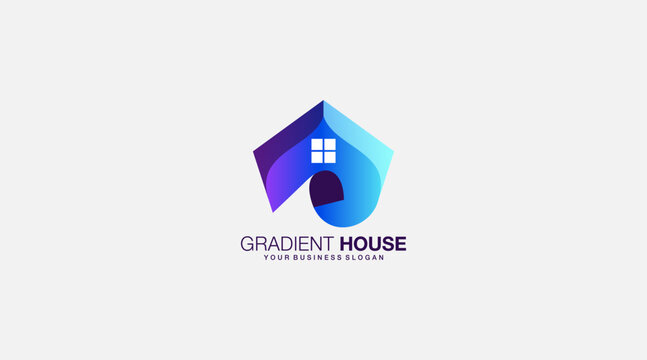 Gradient house vector icon logo design illustration