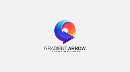 Gradient arrow vector logo design template icon