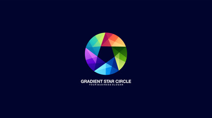 Gradient star circle vector logo template design