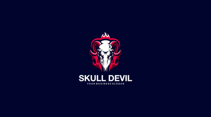 Skull devil vector logo design illustration symbol