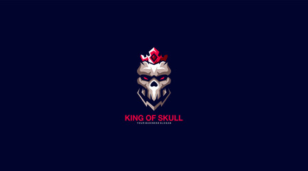 King of skull vector logo design illustration symbol