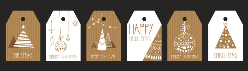 Set of decorative christmas tags