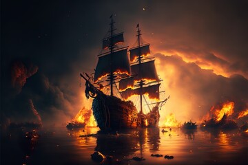 Beautyful sailing ship, background - obrazy, fototapety, plakaty