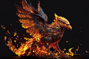 Fototapeta premium Burning phoenix. Creative ai generated illustration. Generative art