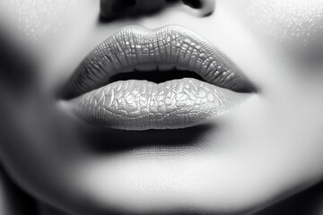 Close-up of female lips. Ai generated photorealistic illustration. Generative art.