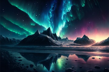 Fototapeta na wymiar Northen lights, aurora borealis