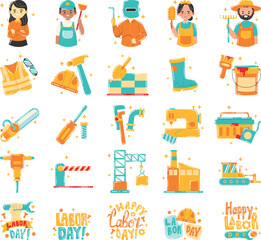 Happy Labor Day On 1 May. Tools front view. Vector illustration design.