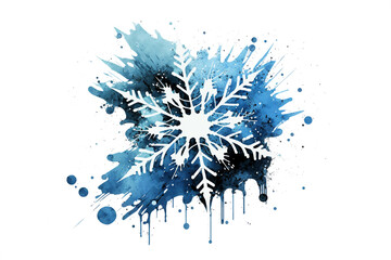 A colorful painting of snowflakes on transparent background, Generative AI.