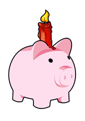 Fototapeta premium Cute piggy bank with candle on it