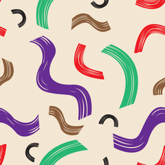 Hand drawn various shapes. Curves and arcs. Abstract contemporary seamless pattern. Modern stylish vector illustration. beige background.