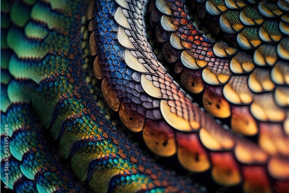 Poster a close up of a snake skin pattern on a wallpaper background with a blue border and a red border. ge