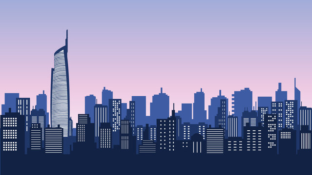 The beauty of the city silhouette with tall buildings around the Almaz tower