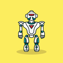 Mecha humanoid robot guard logo mascot design that is dashing and futuristic