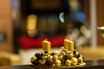 Advent wreath Gold christmas decoration