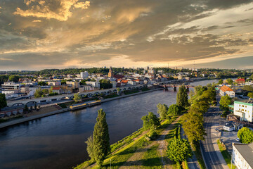 Fototapeta premium Beautiful aerial view of the old town of Gorzów Wlkp Lubuskie Voivodeship Poland.