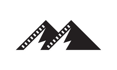 black mountain movie logo. simple concept for production of video cinema film vector design.