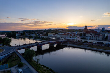 Fototapeta premium Beautiful aerial view of the old town of Gorzów Wlkp Lubuskie Voivodeship Poland.