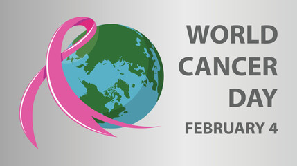world cancer day illustration vector design with world map purple color