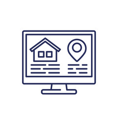 house or apartment search line icon on white