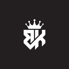 BK or KB letters logo initials monogram shield and crown geometric - obrazy, fototapety, plakaty