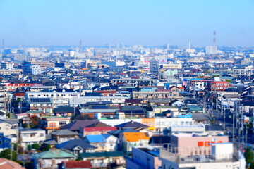 Fototapeta na wymiar 上空から俯瞰した住宅街の風景