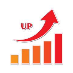 右肩上がりの棒グラフと矢印　上昇グラフ/UP/成長