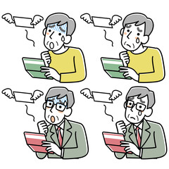 出費がかさんで困っているシニア男性の上半身セット