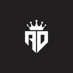 AD or DA letters logo initials monogram shield and crown geometric