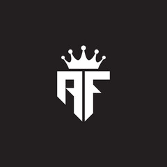 AF or FA letters logo initials monogram shield and crown geometric