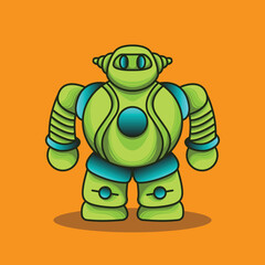 big man stylish advanced green humanoid robot mecha cyborg knight warrior icon logo mascot design