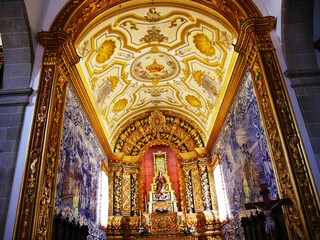 Intérieur de l'église Igreja da Nossa Senhora da Conceiçao  à Ribeira Grande sur l'île de Sao...