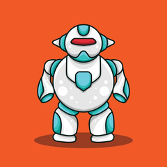 big boy stylish advanced blue and white humanoid robot mecha cyborg knight warrior icon logo mascot design