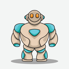 advanced blue humanoid robot mecha cyborg big fat knight warrior icon logo mascot design
