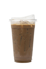 Ice coffee in plastic cup isolated on transparency background