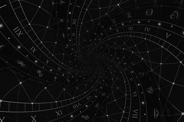 Zodiac Signs Horoscope background. Concept for fantasy and mystery