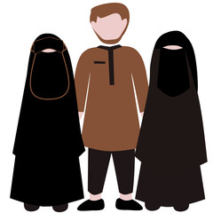 illustration of muslim couple in a white background