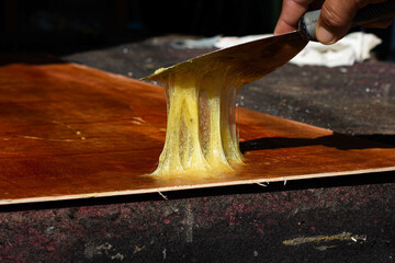 Closeup rubber adhesive that is used in general and in factories.