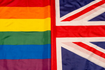 Waving flag of United Kingdon and LGBT