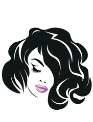 Woman face. Vector fashion portrait of pretty girl with pink lips for your design
