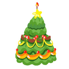 Christmas cake in cute hand draw style with isolate transparent background png