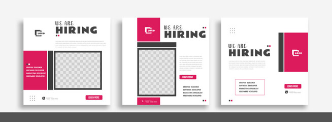 We are hiring job vacancy social media post banner design template. We are hiring job vacancy square web banner design.	