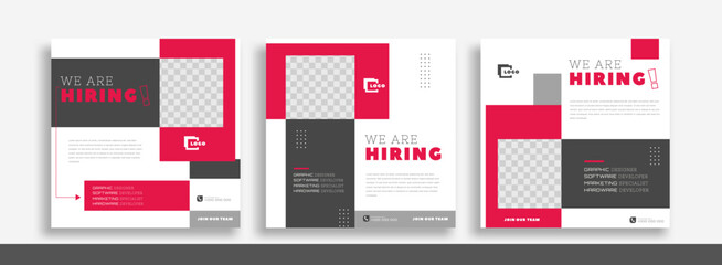 We are hiring job vacancy social media post banner design template. We are hiring job vacancy square web banner design.	