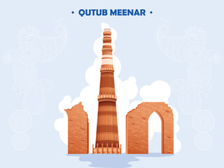 Illustration of Famous Indian monument Qutub Minar